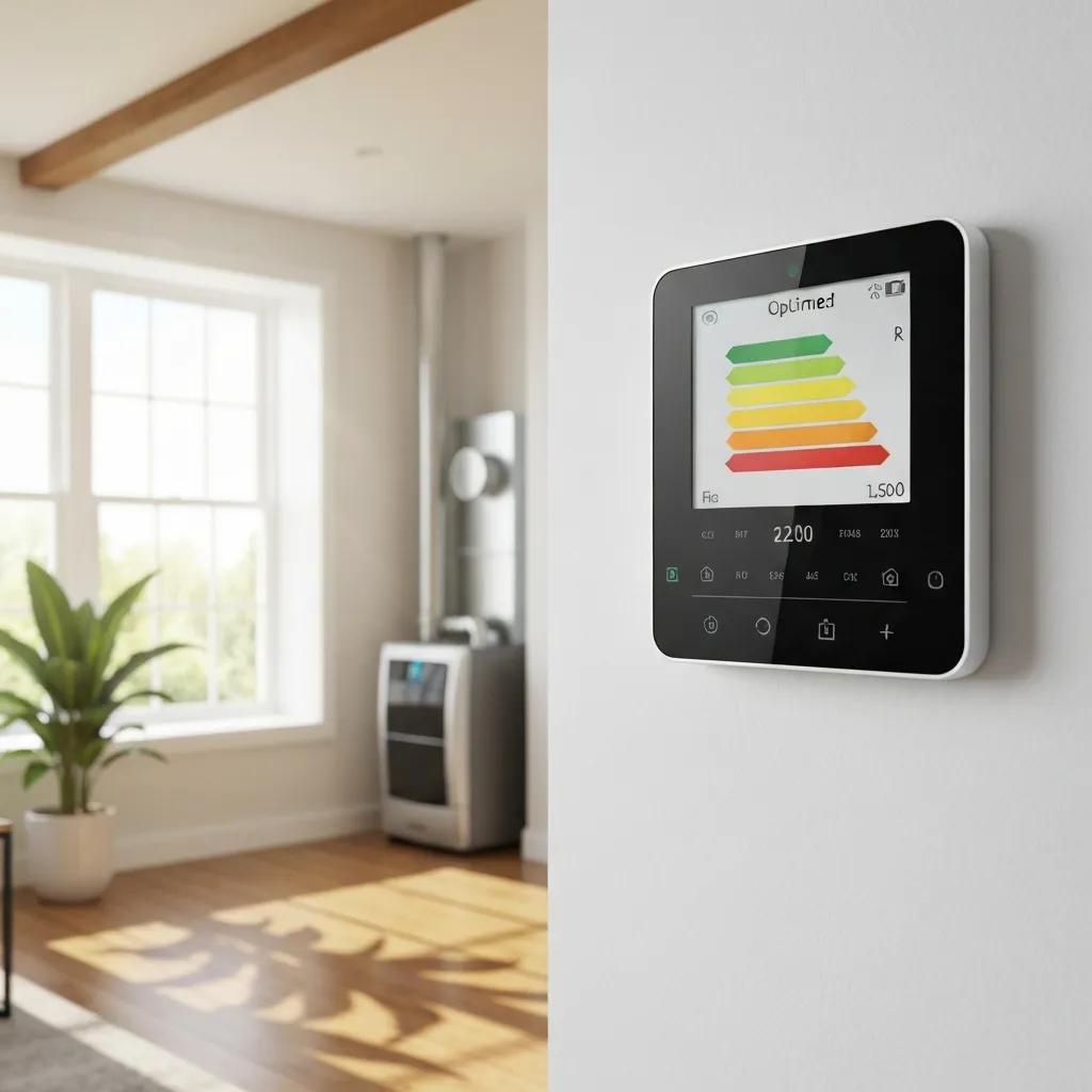 Modern thermostat in a well-maintained home, representing energy efficiency benefits from furnace tune-ups