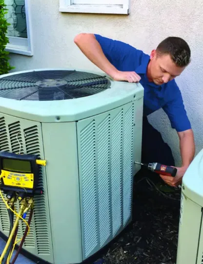 AC Not Cooling? Expert Troubleshooting & Repair 2 Technician inspecting a clogged air filter in an air conditioning unit, highlighting common issues